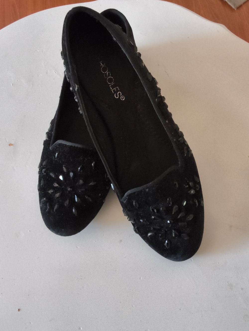 Aerosoles Black Jewel Embellished Velvet Flats - Women's 7.5